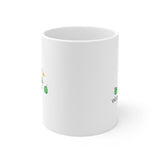 Tumbled Christmas Tree 11oz Mug - This is the side view of the mug with only bits of green and black visible of the picture on the front and back of this Christmas Mug.