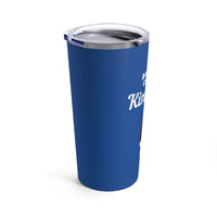 Bassets Choose Kindness - Image Description - Royal blue tumbler with a clear acrylic top. Partial bassets Choose Kin... in white text  showing.