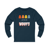 Ghost Halloween Just Here for the Woofs Unisex Jersey Long Sleeve Tee