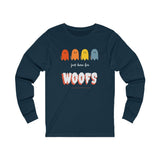 Ghost Halloween Just Here for the Woofs Unisex Jersey Long Sleeve Tee