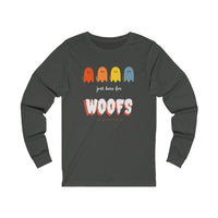 Ghost Halloween Just Here for the Woofs Unisex Jersey Long Sleeve Tee