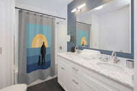 Dog and His Guy Sunset Shower Curtain