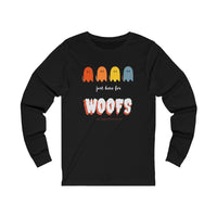 Ghost Halloween Just Here for the Woofs Unisex Jersey Long Sleeve Tee